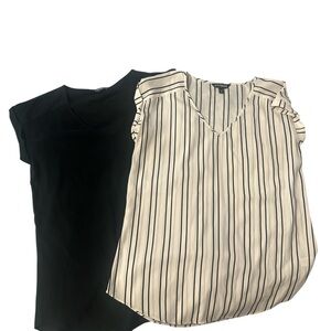 Express Cream Cap Sleeve Blouse with V-Neck